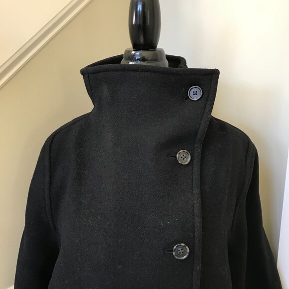 NWT JCREW Long Villa Cocoon Coat Womens 4 Black Italian Stadium Cloth Wool BV650 - Picture 5 of 12